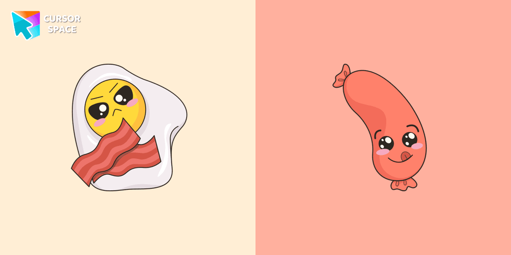 Kawaii Fried Egg with Bacon cursor